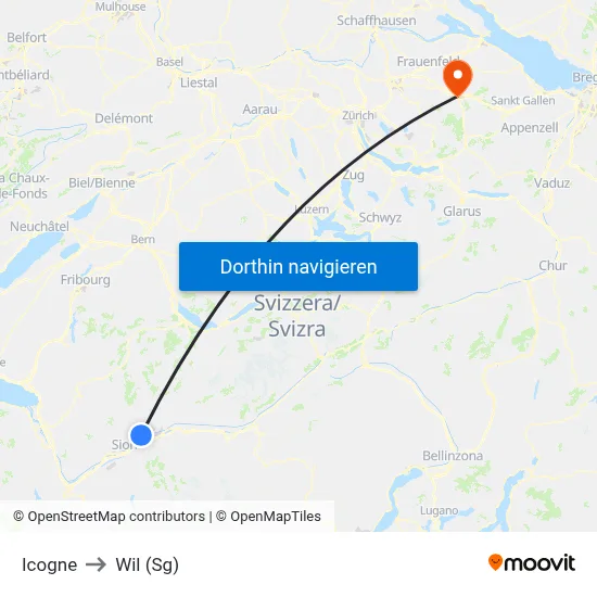 Icogne to Wil (Sg) map