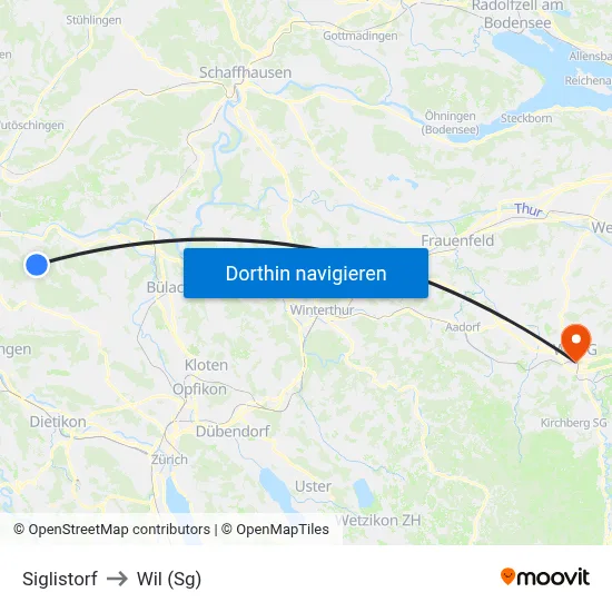 Siglistorf to Wil (Sg) map