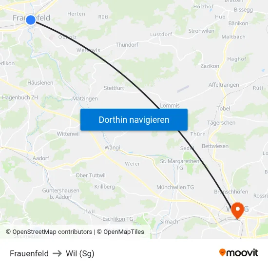 Frauenfeld to Wil (Sg) map