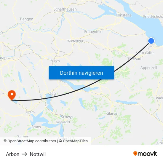 Arbon to Nottwil map