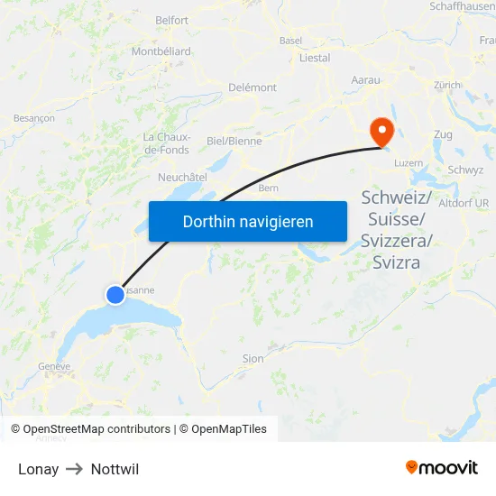 Lonay to Nottwil map