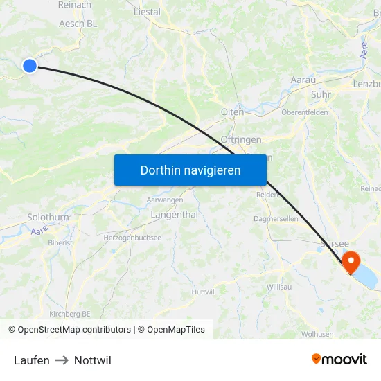 Laufen to Nottwil map