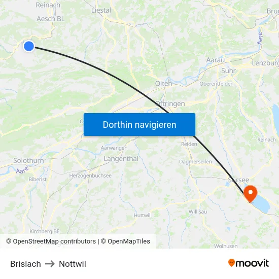 Brislach to Nottwil map