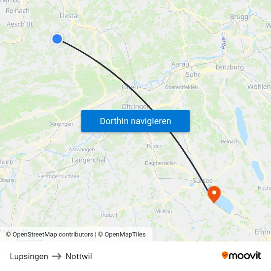 Lupsingen to Nottwil map