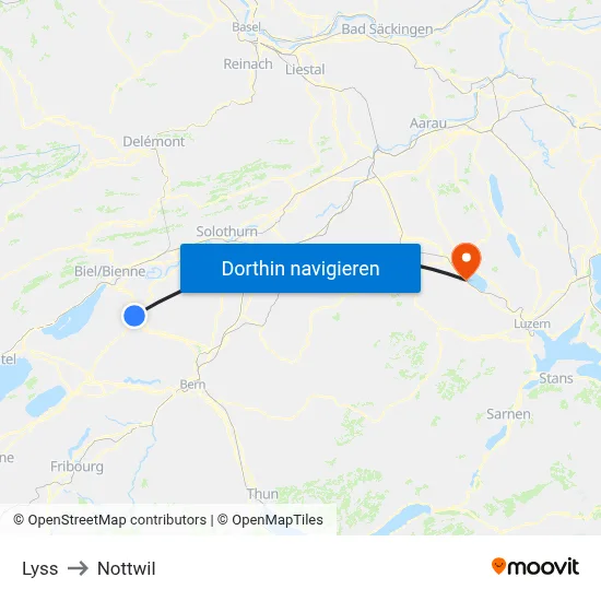 Lyss to Nottwil map