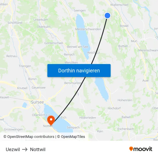 Uezwil to Nottwil map