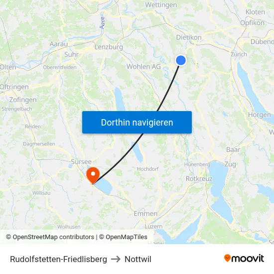 Rudolfstetten-Friedlisberg to Nottwil map