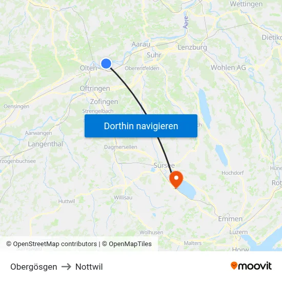 Obergösgen to Nottwil map