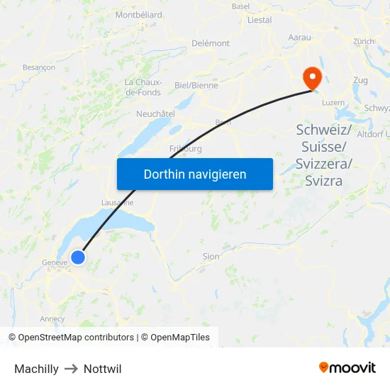 Machilly to Nottwil map