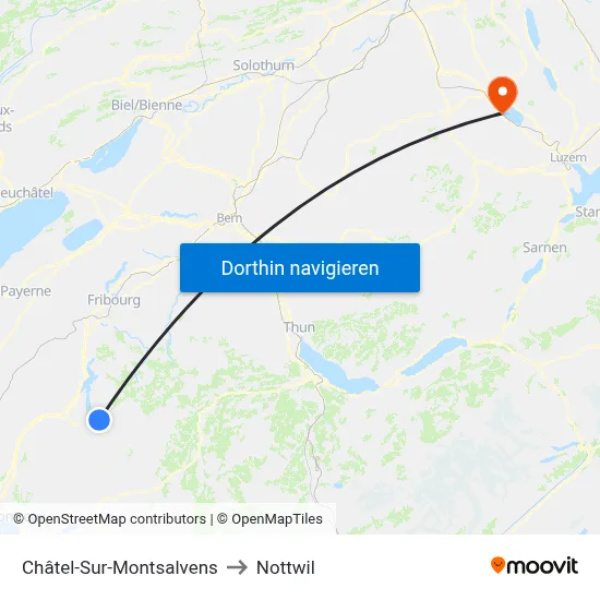 Châtel-Sur-Montsalvens to Nottwil map
