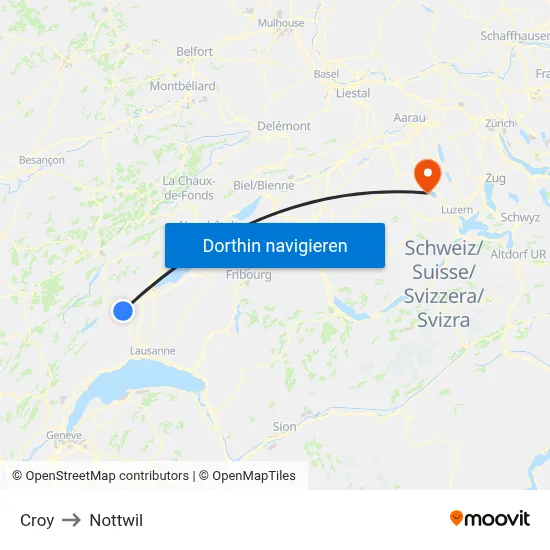 Croy to Nottwil map