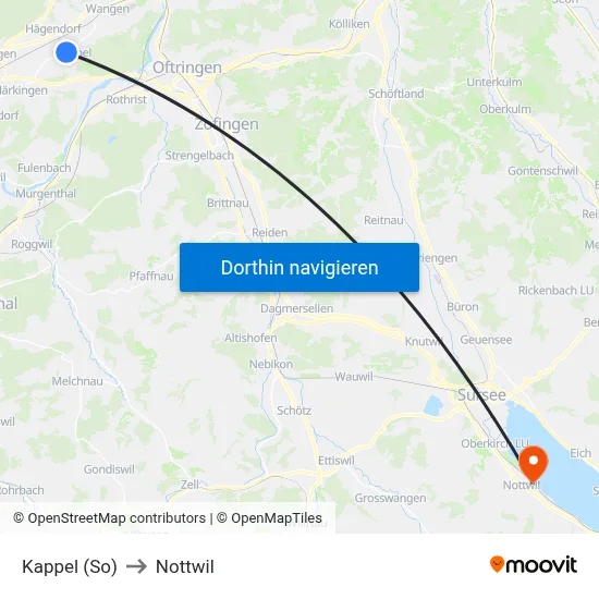 Kappel (So) to Nottwil map