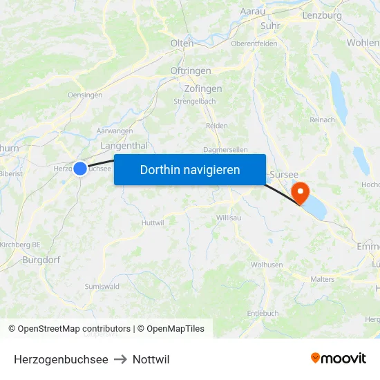 Herzogenbuchsee to Nottwil map