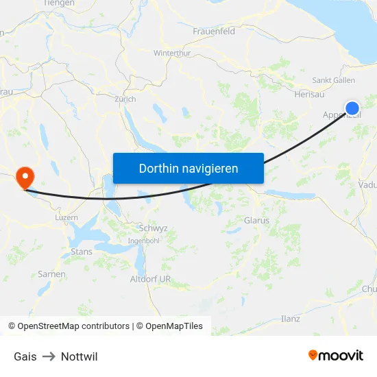 Gais to Nottwil map