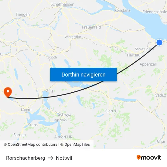 Rorschacherberg to Nottwil map