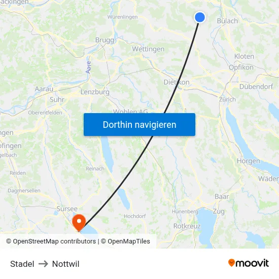 Stadel to Nottwil map