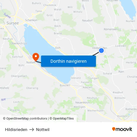 Hildisrieden to Nottwil map
