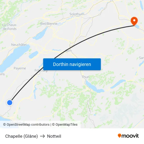 Chapelle (Glâne) to Nottwil map