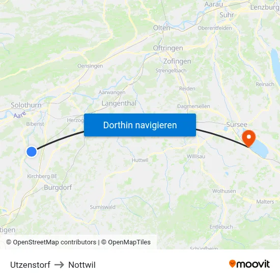 Utzenstorf to Nottwil map