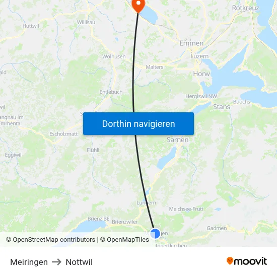 Meiringen to Nottwil map