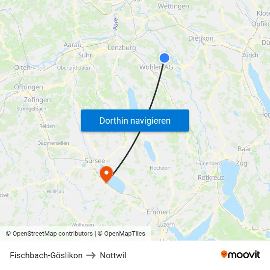 Fischbach-Göslikon to Nottwil map