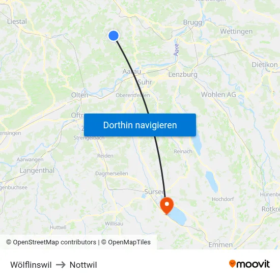 Wölflinswil to Nottwil map