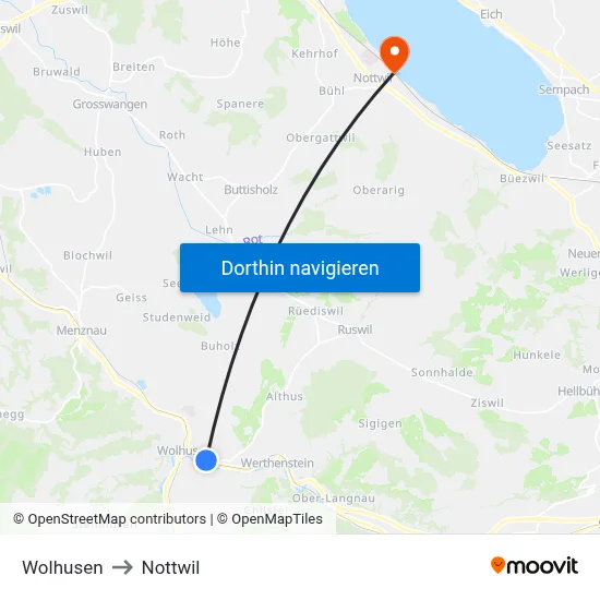 Wolhusen to Nottwil map