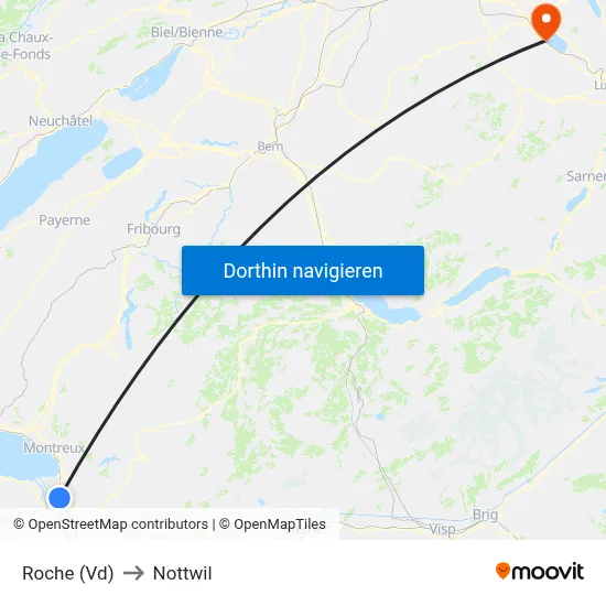Roche (Vd) to Nottwil map