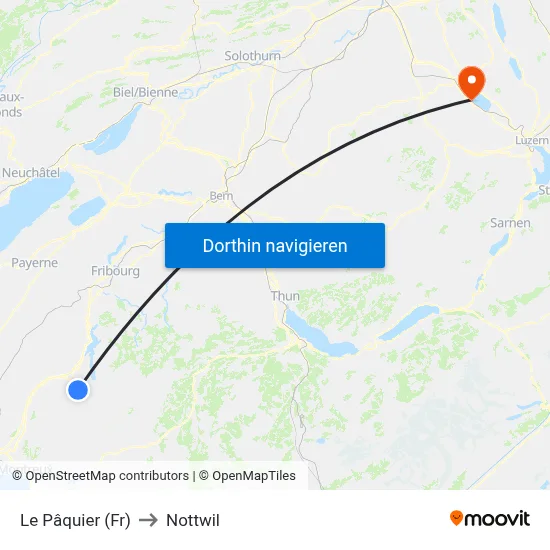 Le Pâquier (Fr) to Nottwil map