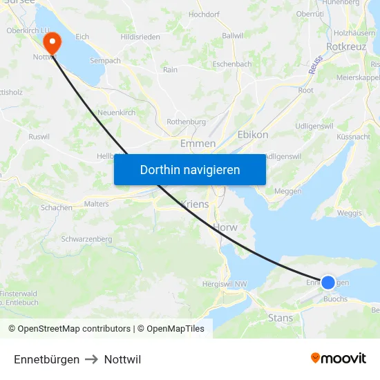 Ennetbürgen to Nottwil map