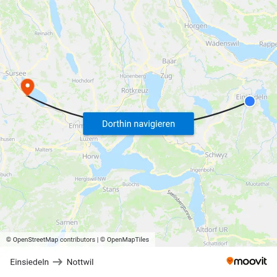 Einsiedeln to Nottwil map