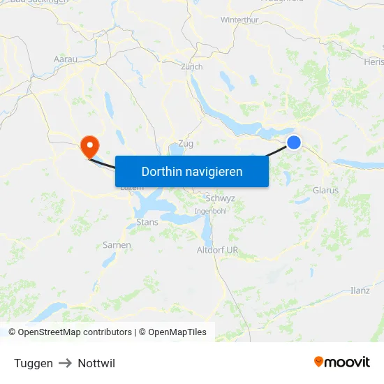 Tuggen to Nottwil map