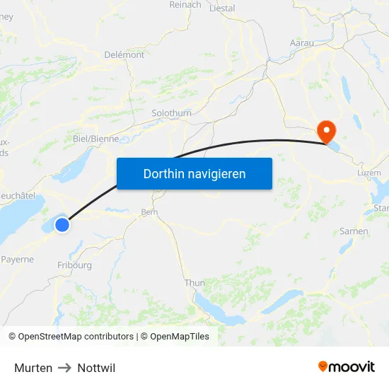 Murten to Nottwil map
