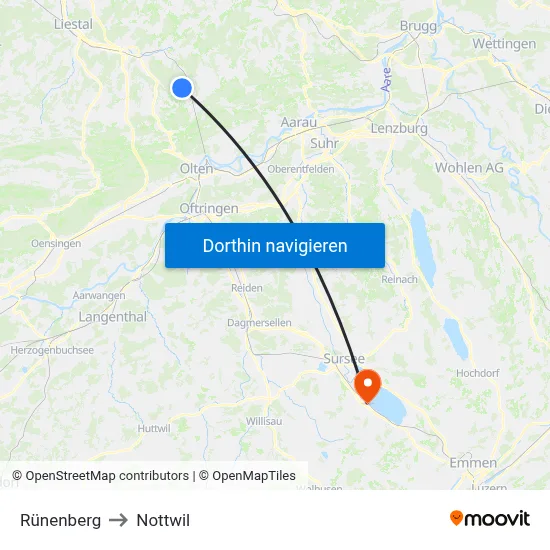 Rünenberg to Nottwil map
