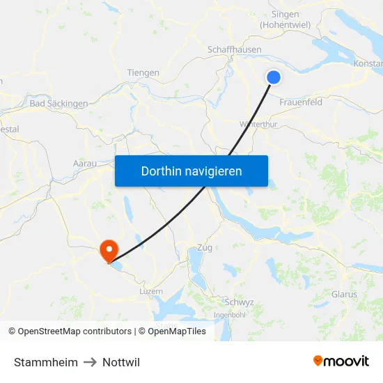 Stammheim to Nottwil map