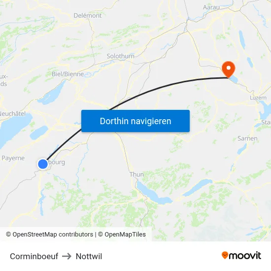 Corminboeuf to Nottwil map