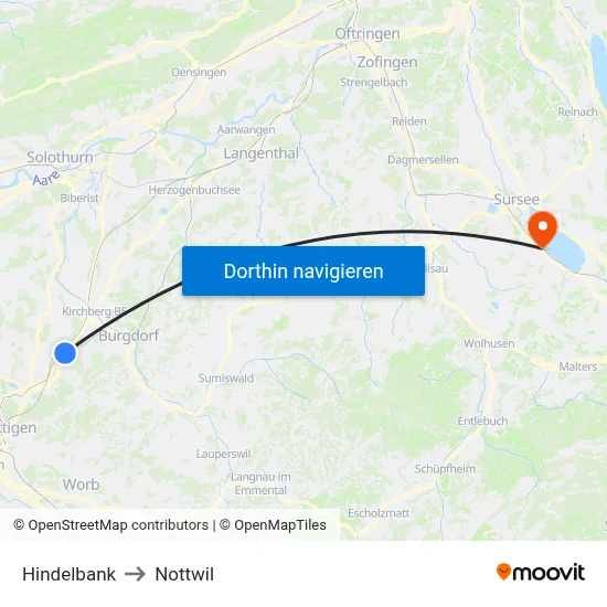 Hindelbank to Nottwil map