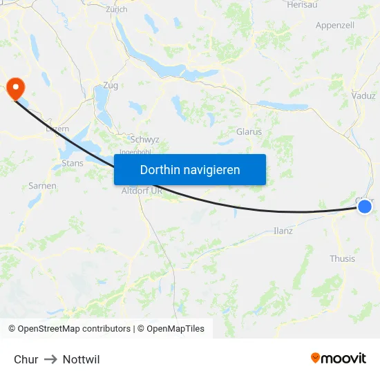 Chur to Nottwil map