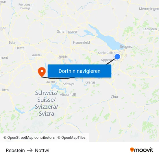 Rebstein to Nottwil map