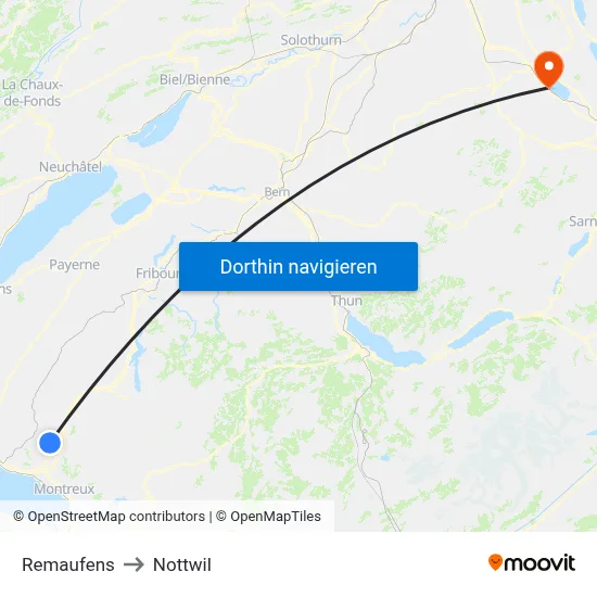 Remaufens to Nottwil map