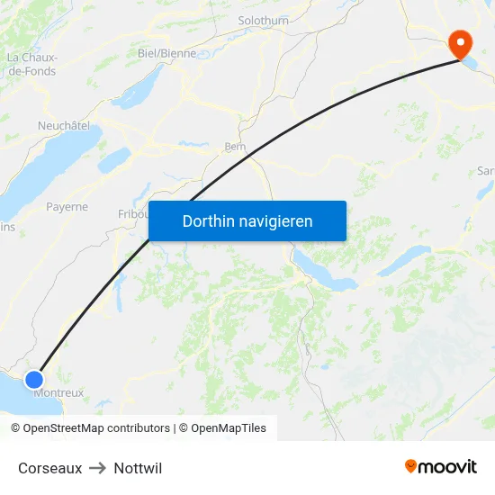 Corseaux to Nottwil map