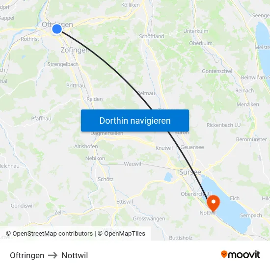 Oftringen to Nottwil map
