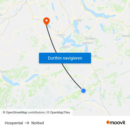 Hospental to Nottwil map