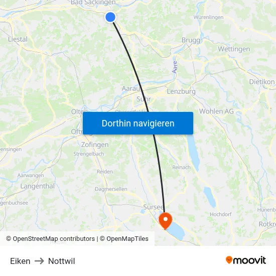 Eiken to Nottwil map