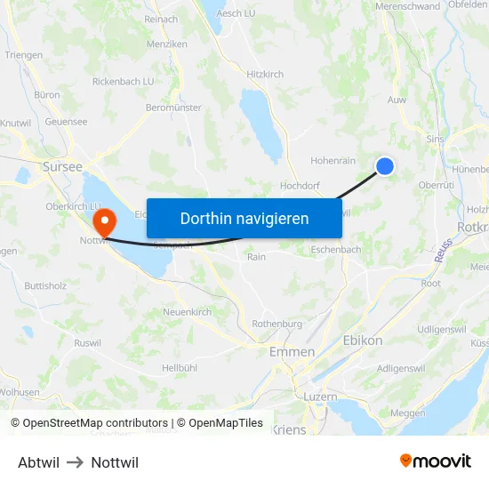 Abtwil to Nottwil map
