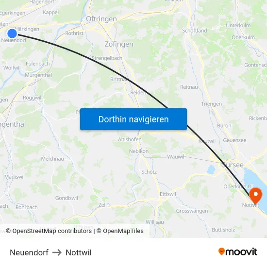 Neuendorf to Nottwil map