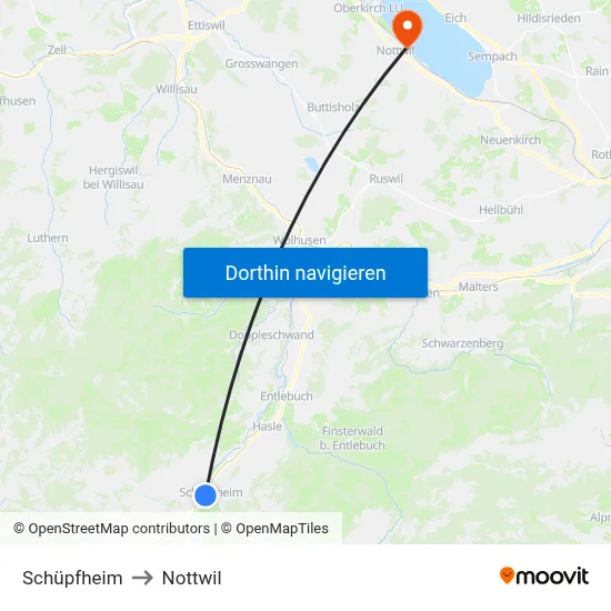 Schüpfheim to Nottwil map