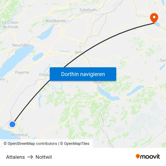 Attalens to Nottwil map