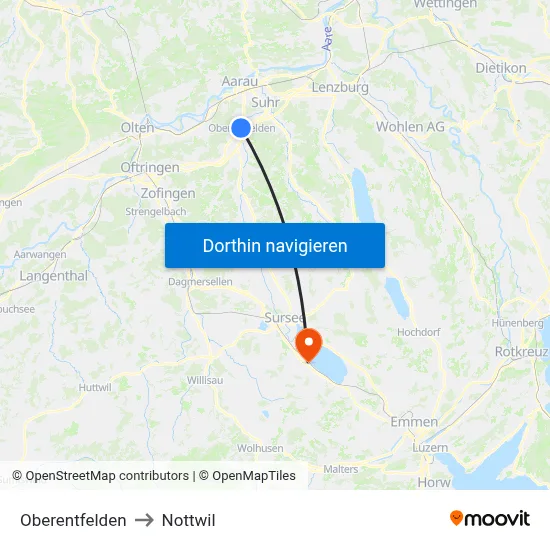 Oberentfelden to Nottwil map