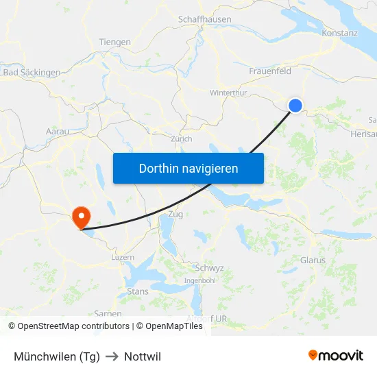 Münchwilen (Tg) to Nottwil map